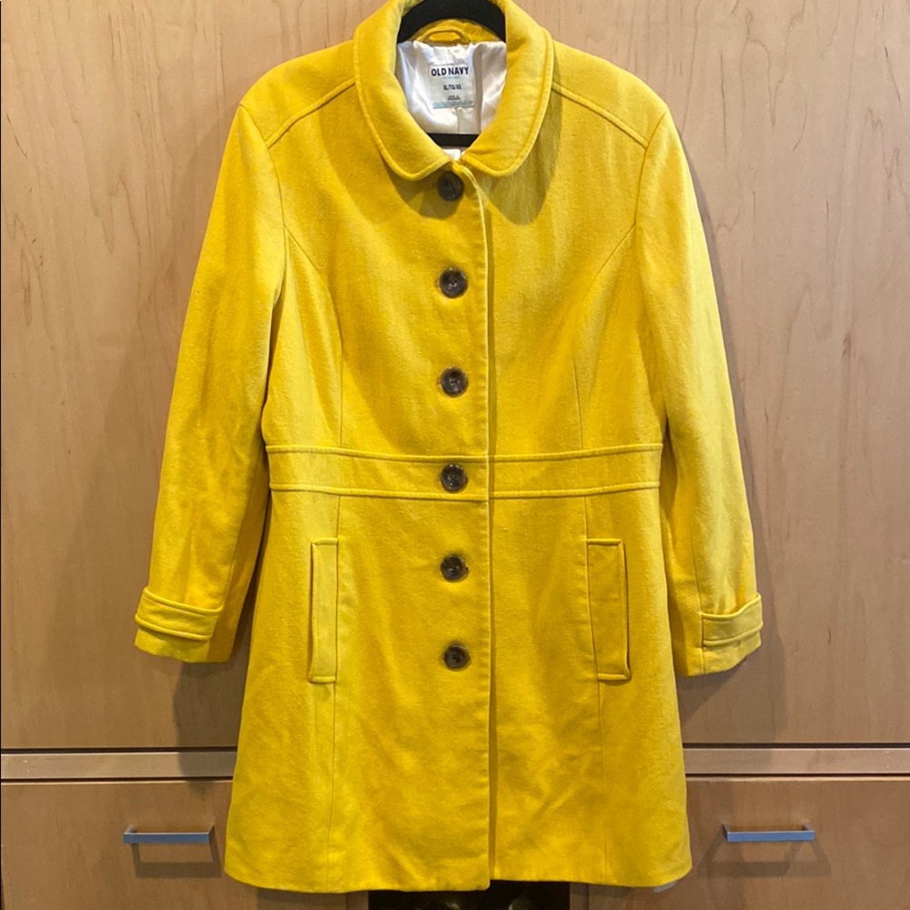 Old Navy Yellow Wool Coat Mid-Length Classic